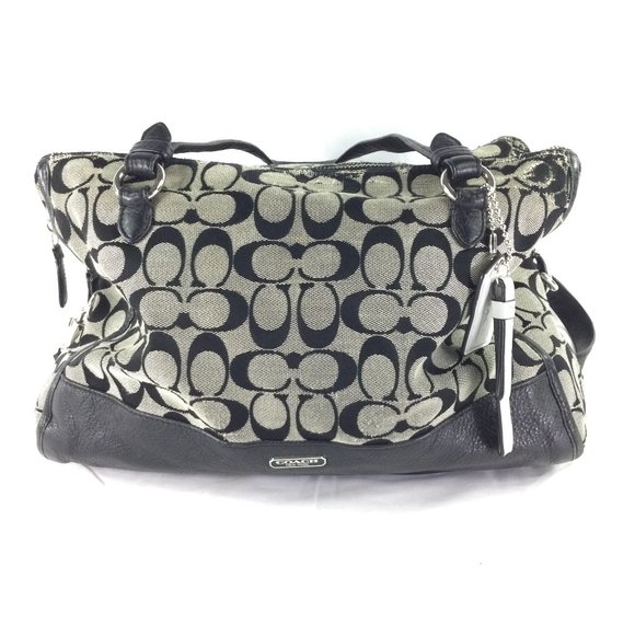 Coach Park Signature Triple Zip Satchel Black - Picture 1 of 16